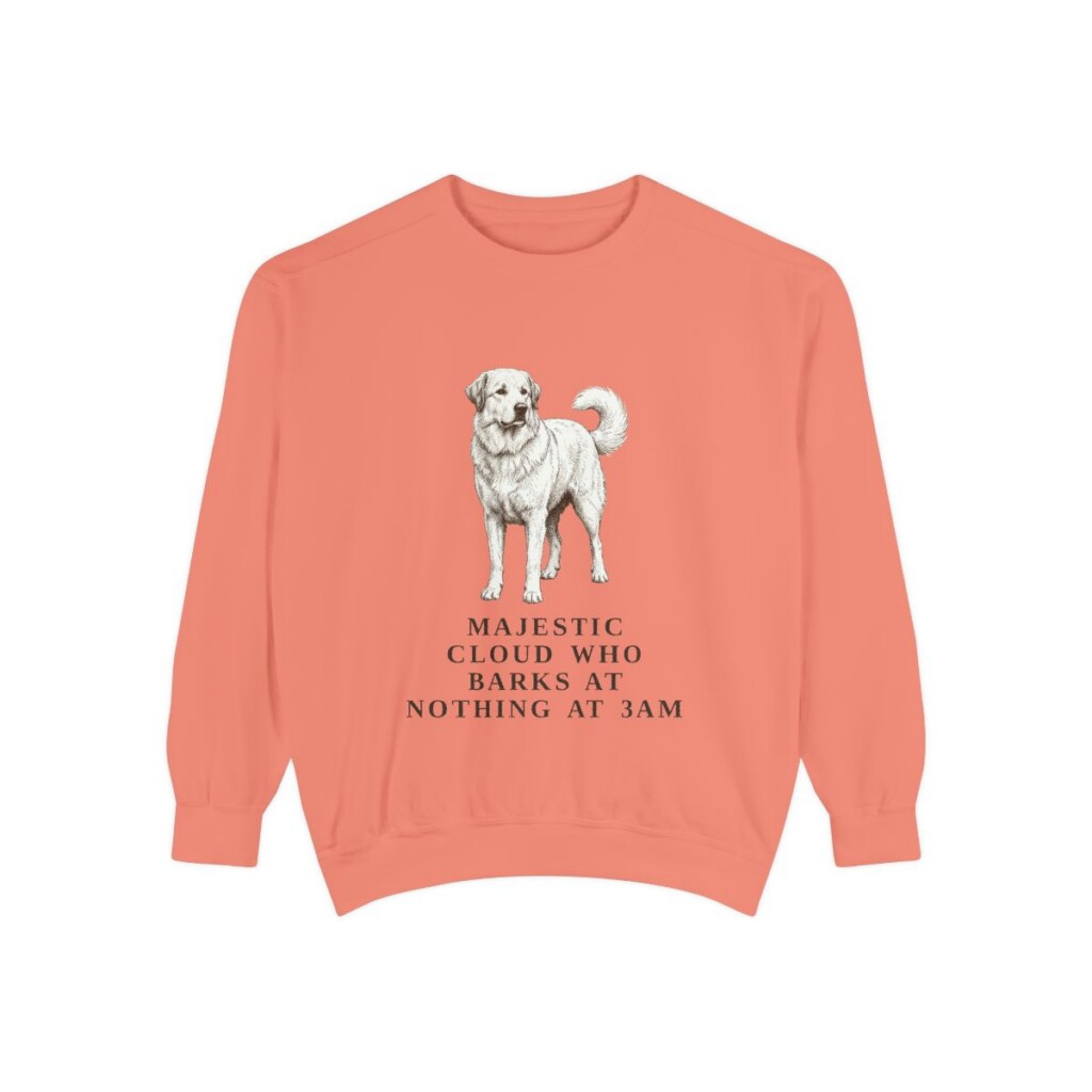 great-pyrenees-sweatshirt-humor-terracotta Great Pyrenees Humor Sweatshirt, Terracotta, front view