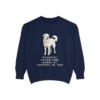great-pyrenees-sweatshirt-humor-true-navy Great Pyrenees Humor Sweatshirt, True Navy, front view