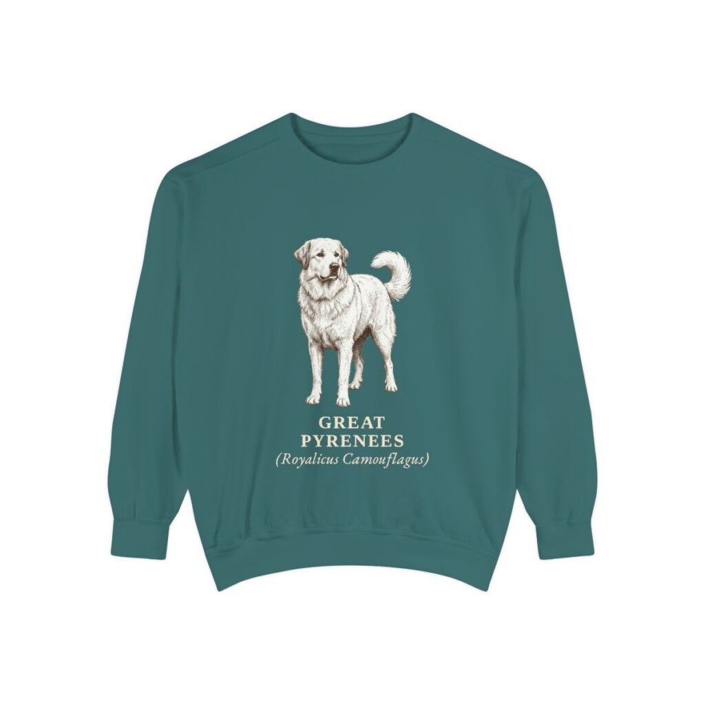 Great Pyrenees Latin Sweatshirt, Blue Spruce, front view