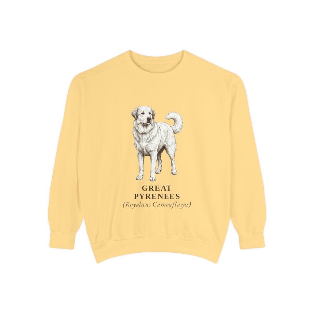 Great Pyrenees Latin Sweatshirt, Butter, front view