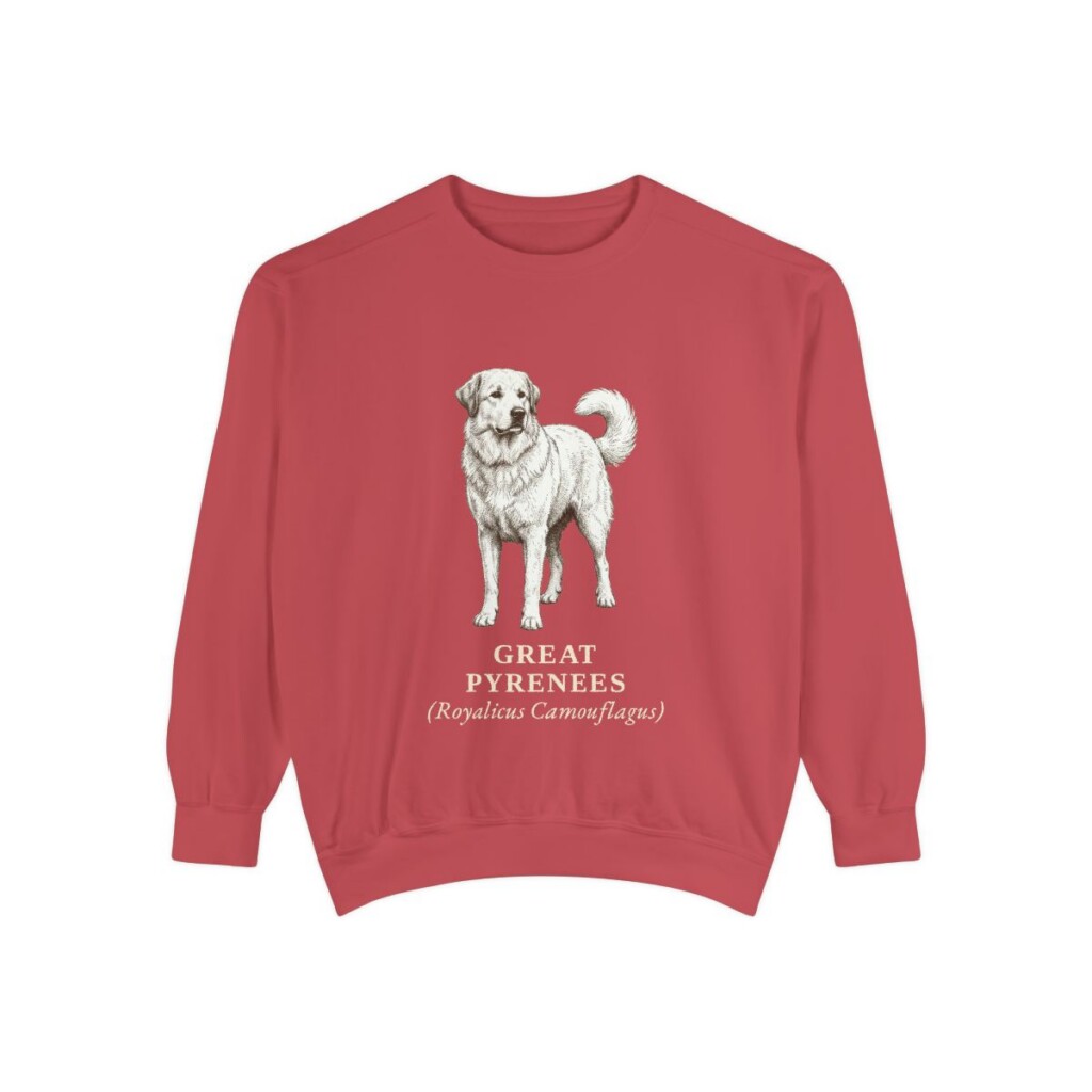 Great Pyrenees Latin Sweatshirt, Crimson, front view