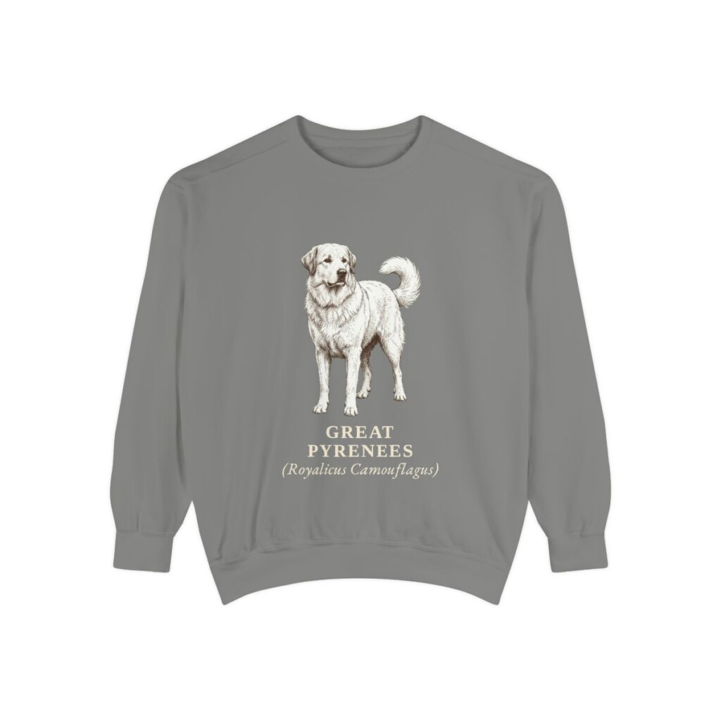 Great Pyrenees Latin Sweatshirt, Grey, front view