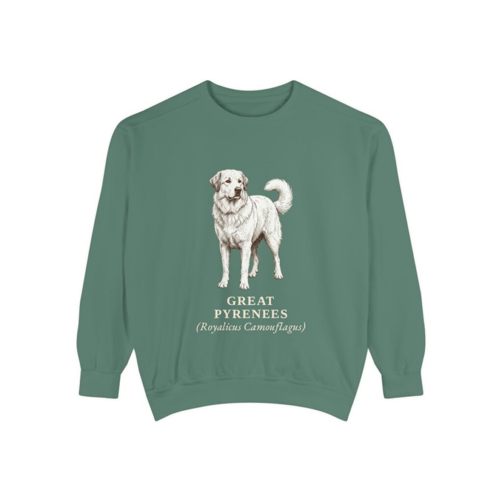 Great Pyrenees Latin Sweatshirt, Light Green, front view