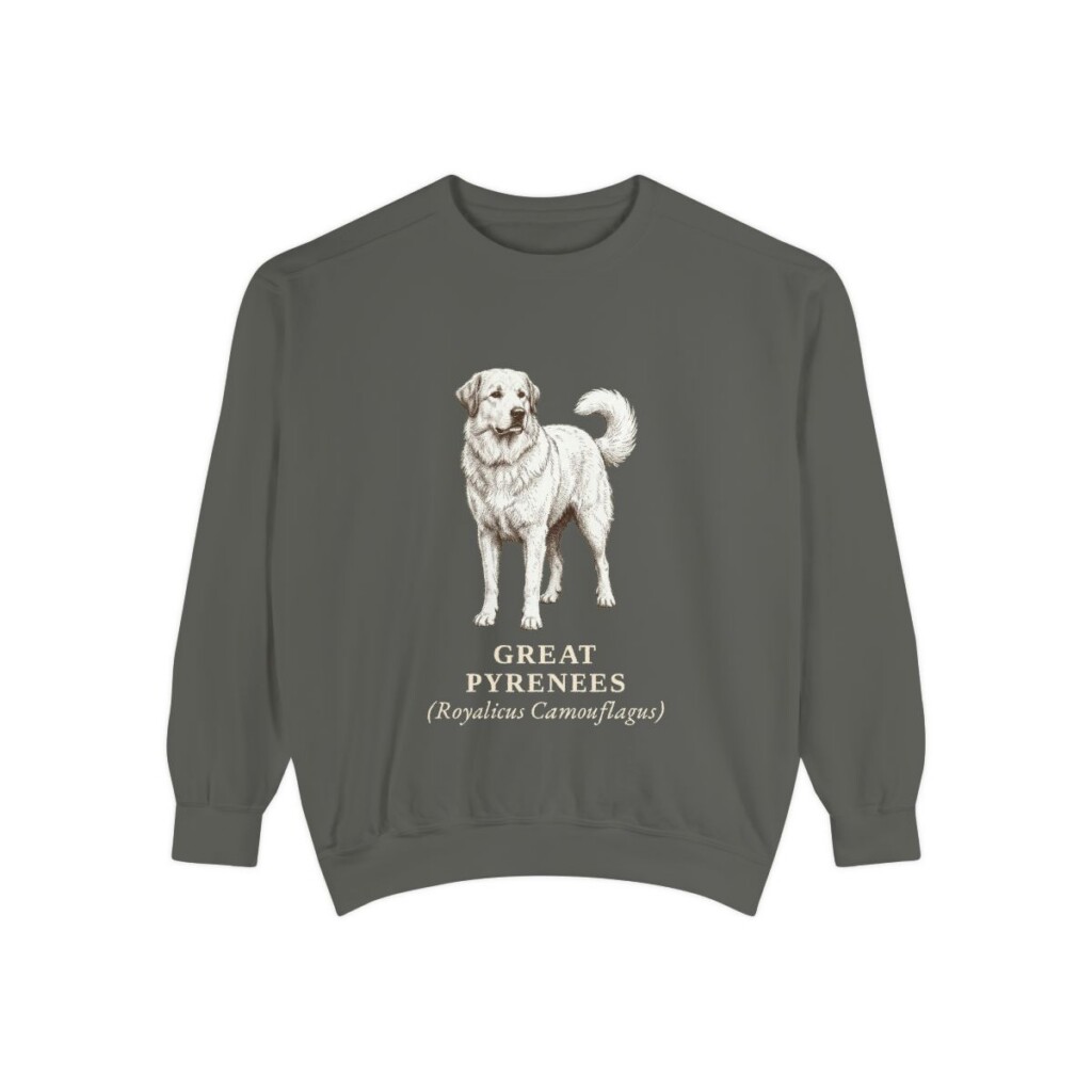 Great Pyrenees Latin Sweatshirt, Pepper, front view