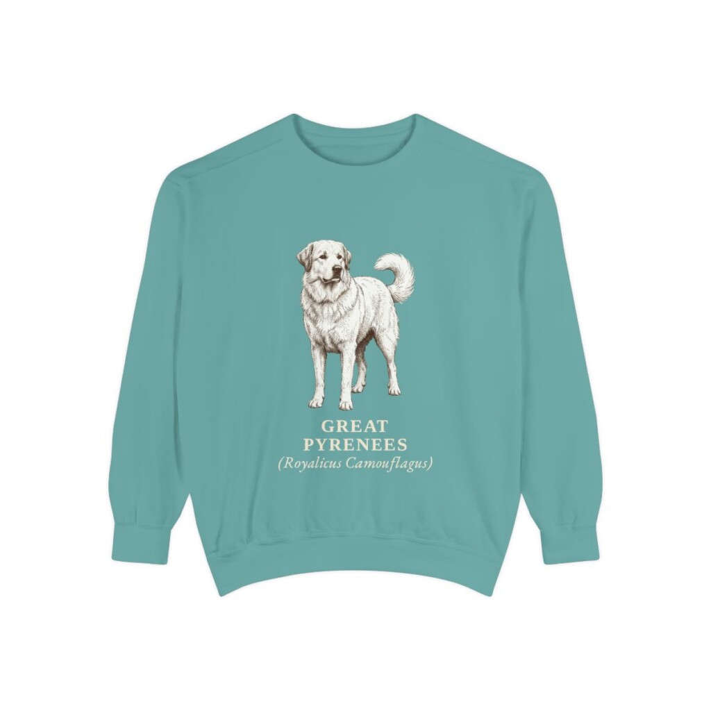 Great Pyrenees Latin Sweatshirt, Seafoam, front view
