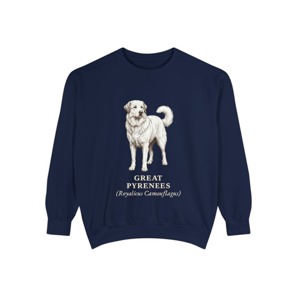 Great Pyrenees Latin Sweatshirt, True Navy, front view