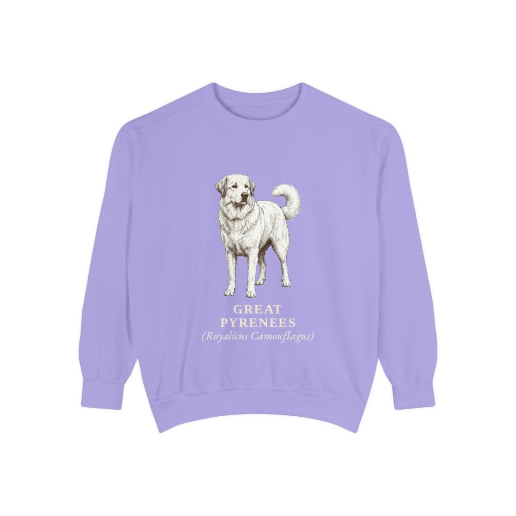 Great Pyrenees Latin Sweatshirt, Violet, front view