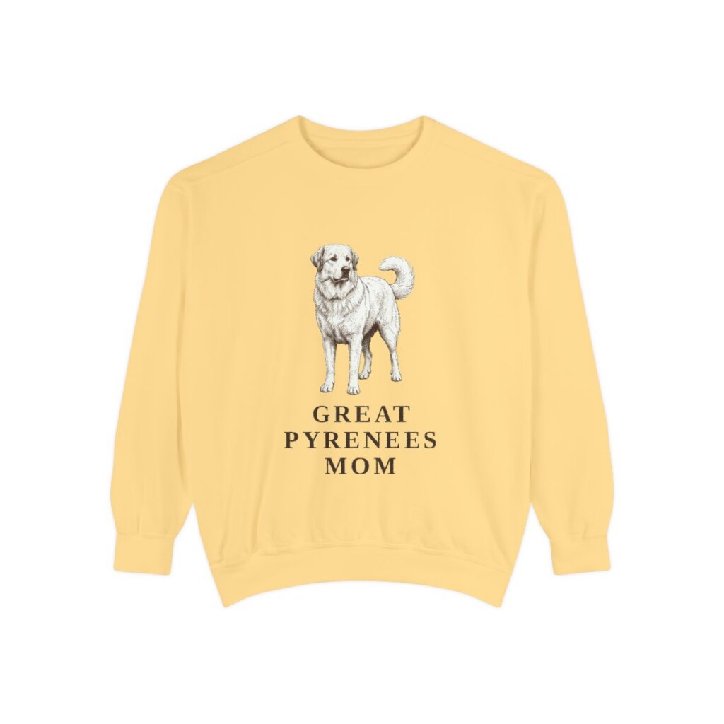 great-pyrenees-sweatshirt-mom-butter Great Pyrenees Mom Sweatshirt, Butter, front view