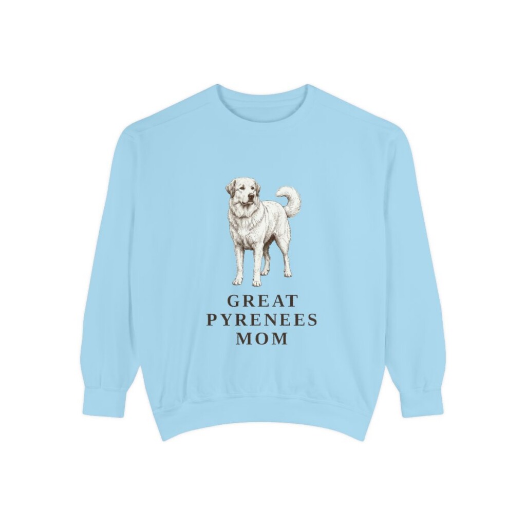 great-pyrenees-sweatshirt-mom-chambray Great Pyrenees Mom Sweatshirt, Chambray, front view
