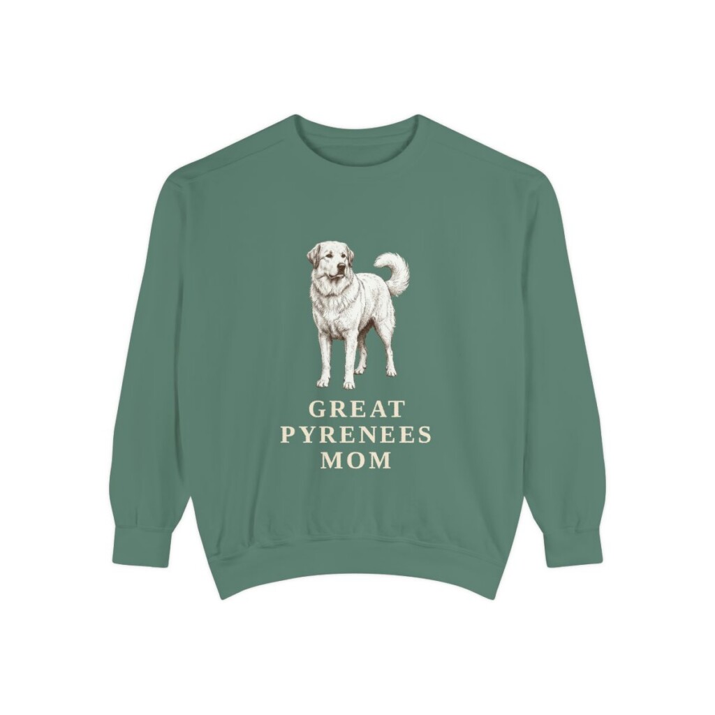 great-pyrenees-sweatshirt-mom-light-green Great Pyrenees Mom Sweatshirt, Light Green, front view