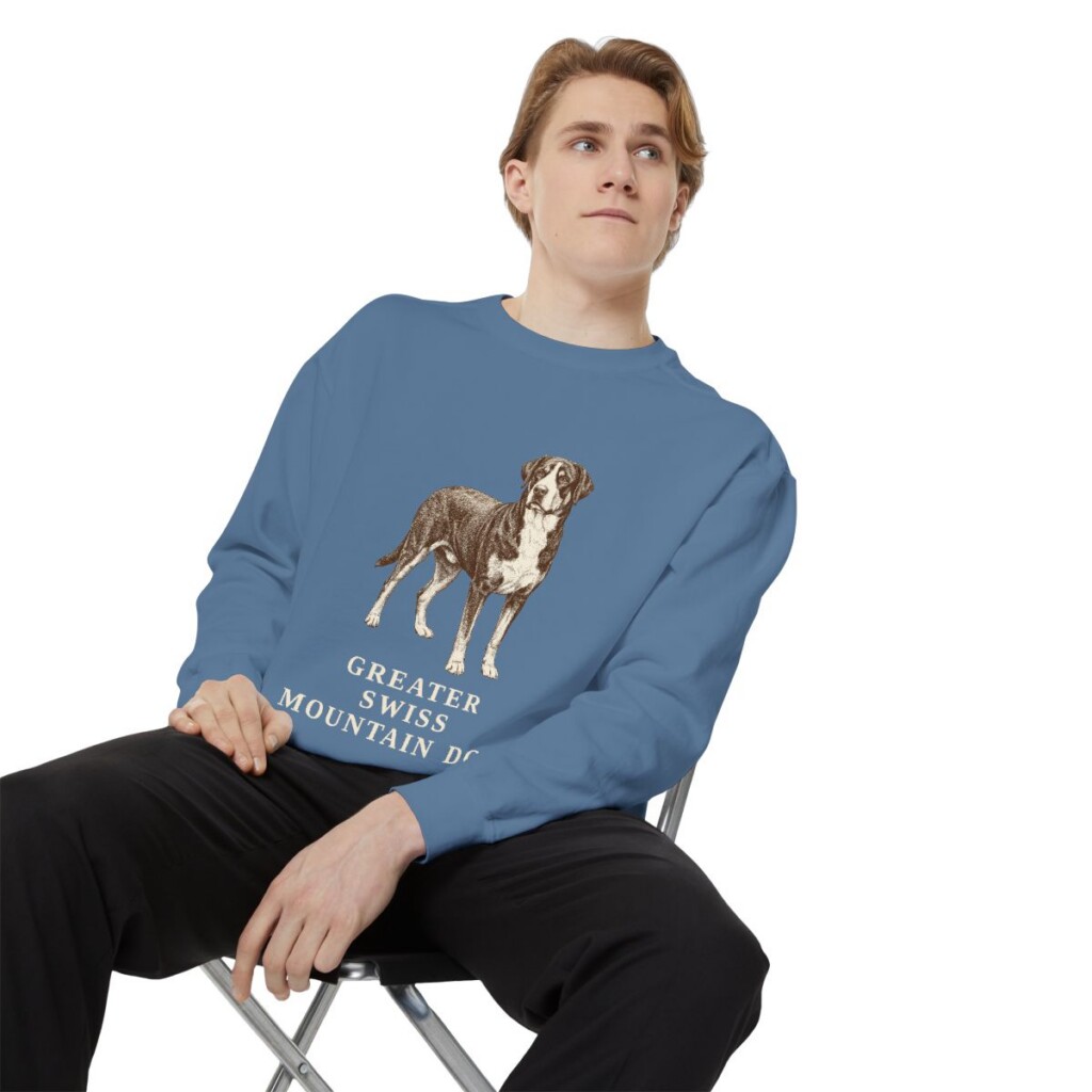 greater-swiss-mountain-dog-sweatshirt-blue-jean-person-1-context Greater Swiss Mountain Dog Sweatshirt, Blue Jean, person 1 context