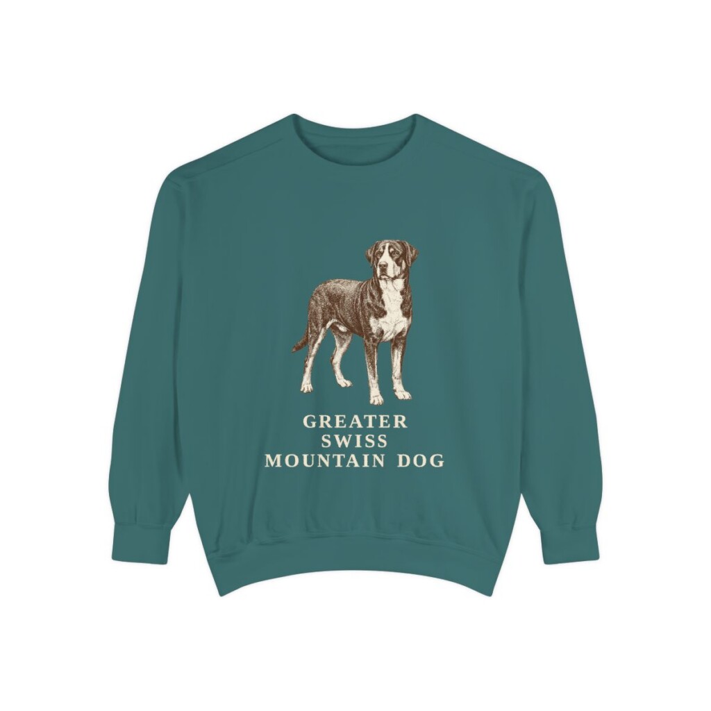 greater-swiss-mountain-dog-sweatshirt-blue-spruce Greater Swiss Mountain Dog Sweatshirt, Blue Spruce, front view
