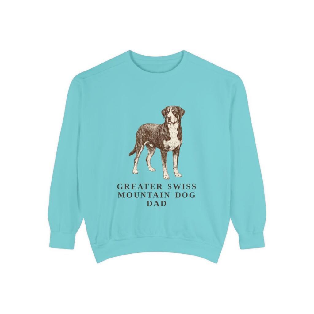 greater-swiss-mountain-dog-sweatshirt-dad-chalky-mint Greater Swiss Mountain Dog Dad Sweatshirt, Chalky Mint, front view