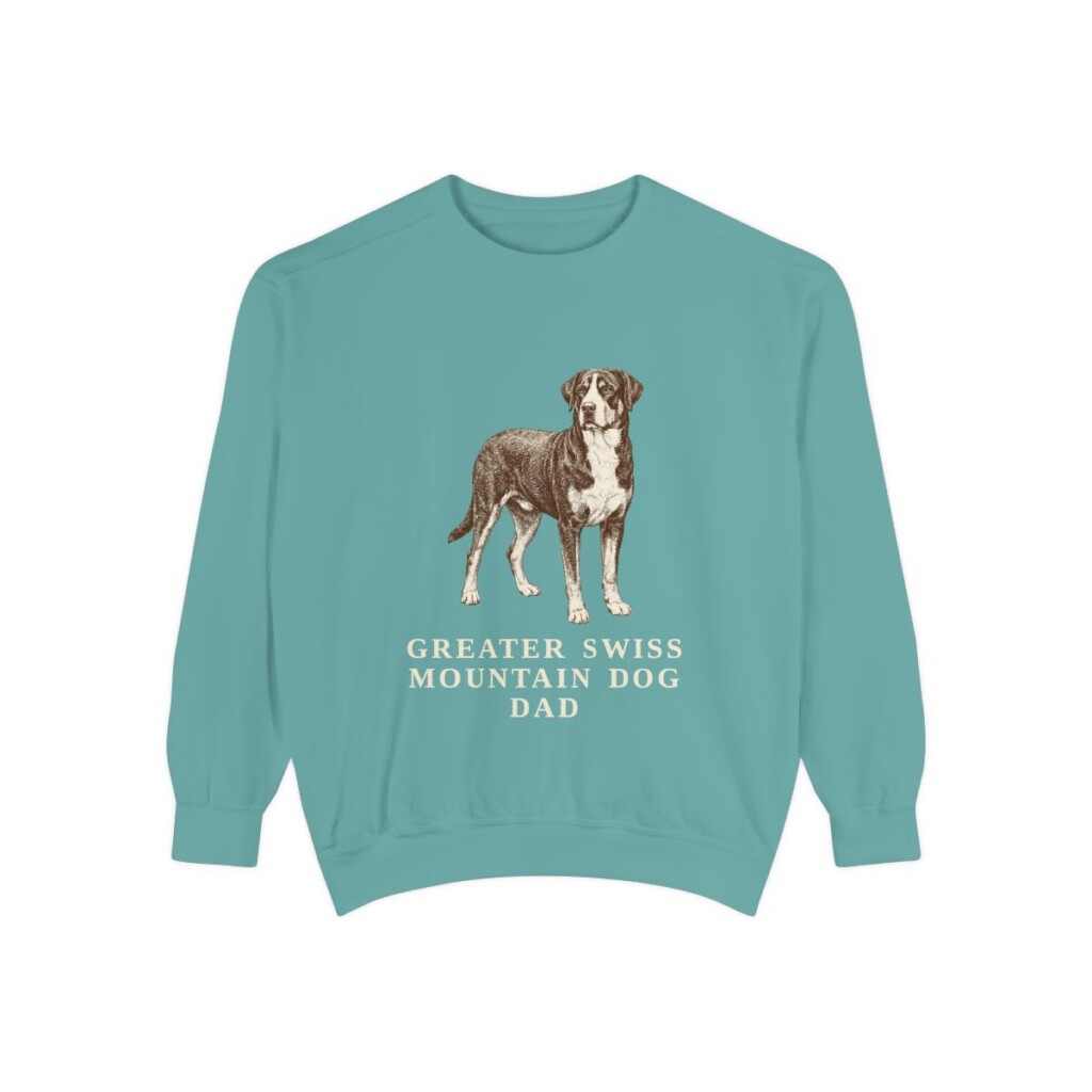 greater-swiss-mountain-dog-sweatshirt-dad-seafoam Greater Swiss Mountain Dog Dad Sweatshirt, Seafoam, front view