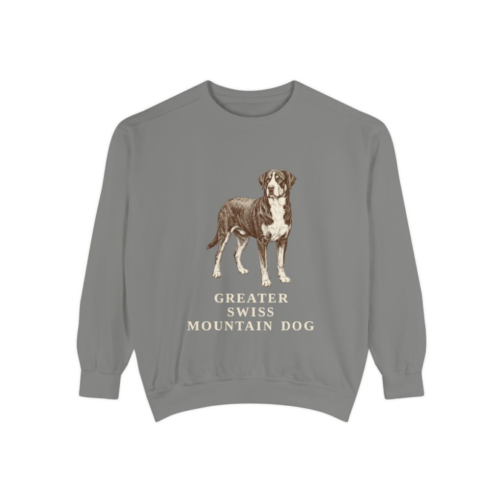 greater-swiss-mountain-dog-sweatshirt-grey Greater Swiss Mountain Dog Sweatshirt, Grey, front view