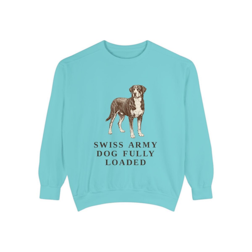 Greater Swiss Mountain Dog Humor Sweatshirt, Chalky Mint, front view