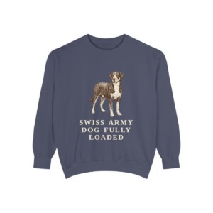 Greater Swiss Mountain Dog Humor Sweatshirt, Denim, front view