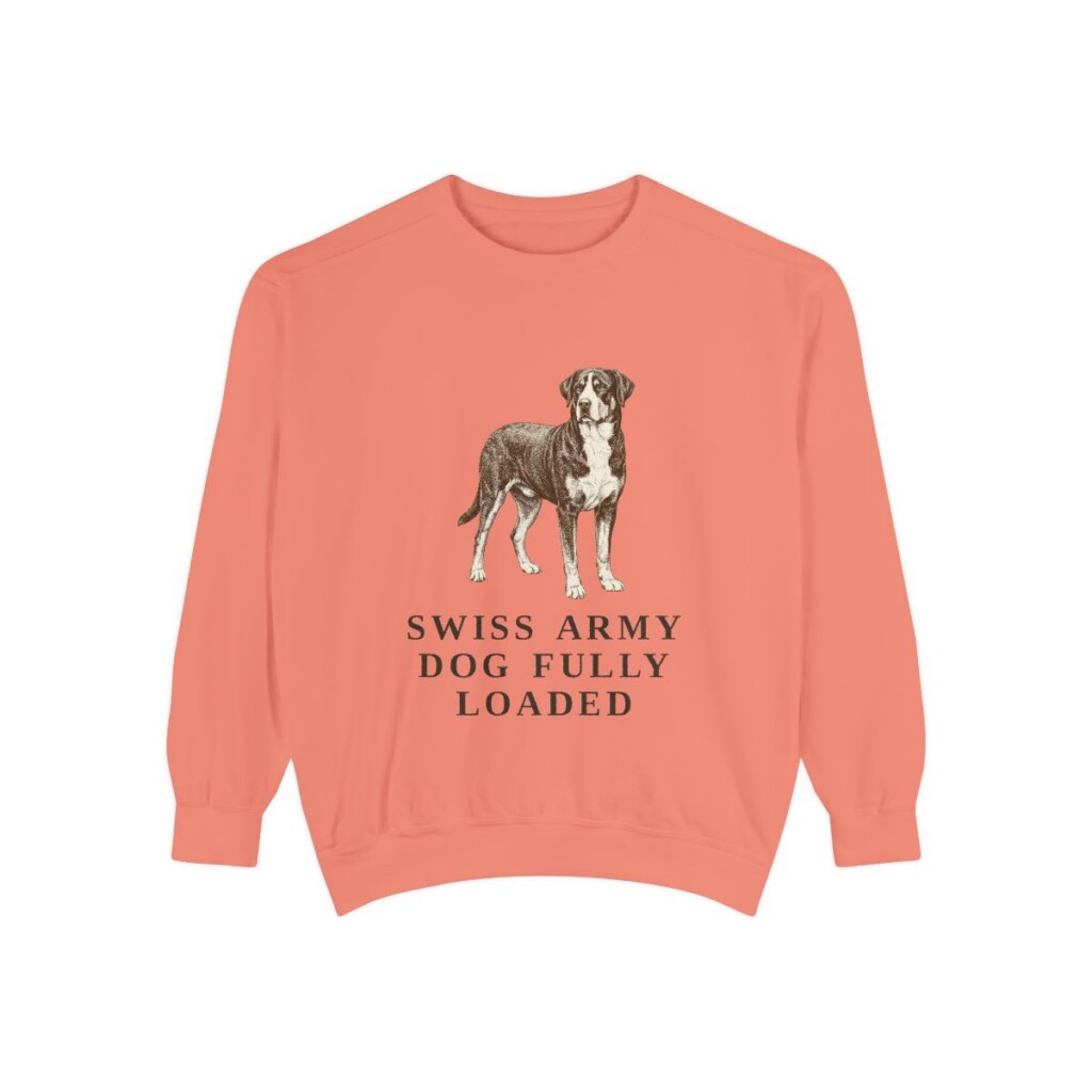 Greater Swiss Mountain Dog Humor Sweatshirt, Terracotta, front view