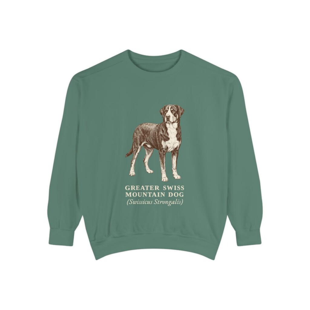 Greater Swiss Mountain Dog Latin Sweatshirt, Light Green, front view