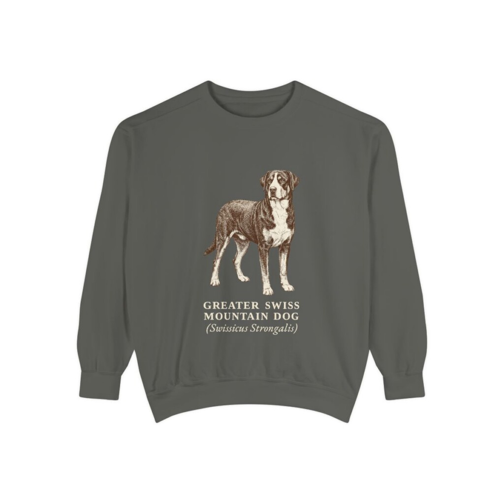 Greater Swiss Mountain Dog Latin Sweatshirt, Pepper, front view