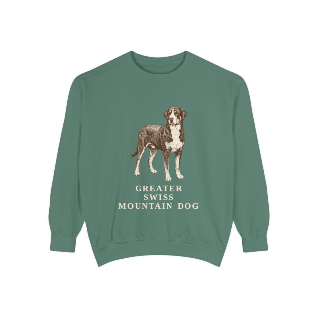 greater-swiss-mountain-dog-sweatshirt-light-green Greater Swiss Mountain Dog Sweatshirt, Light Green, front view