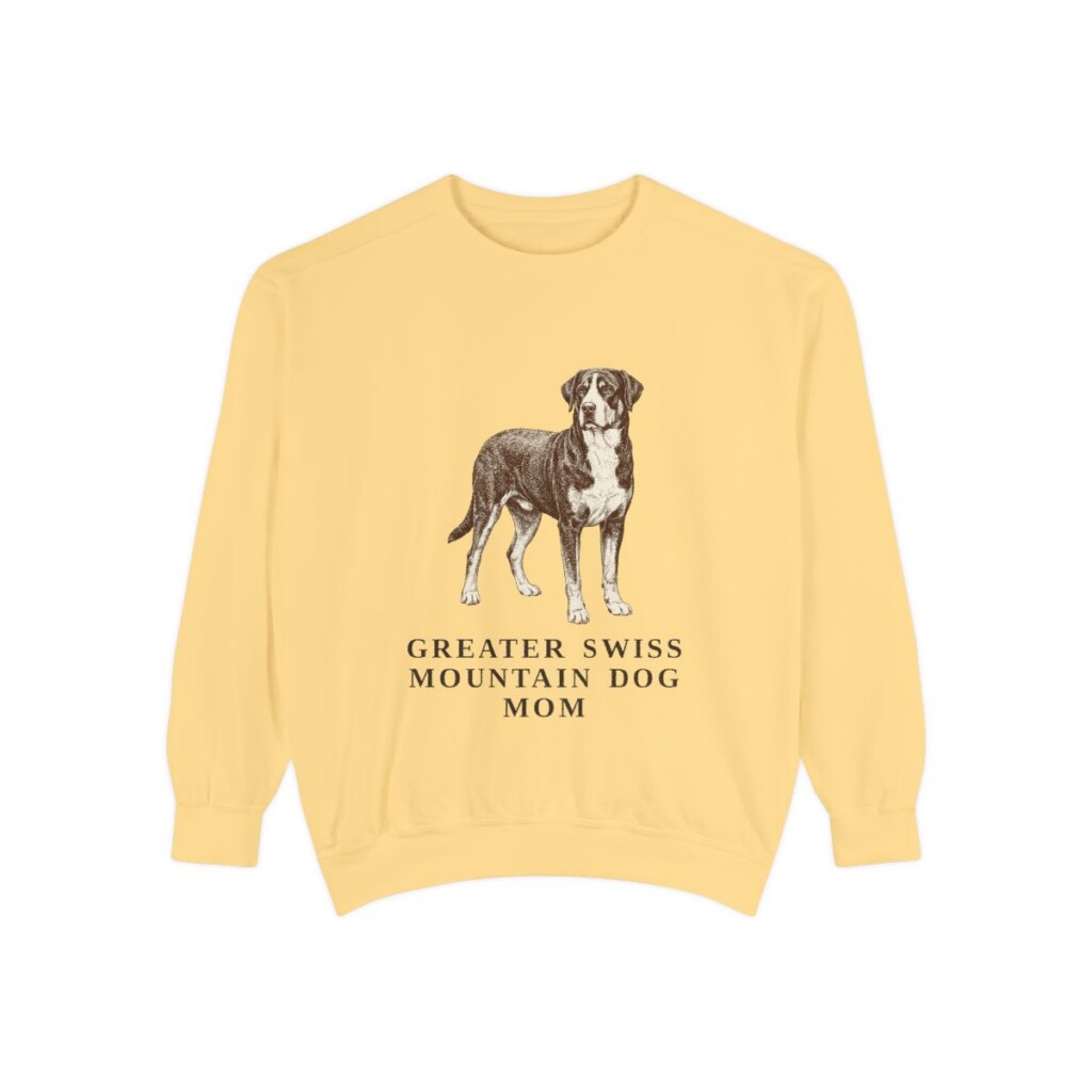 greater-swiss-mountain-dog-sweatshirt-mom-butter Greater Swiss Mountain Dog Mom Sweatshirt, Butter, front view