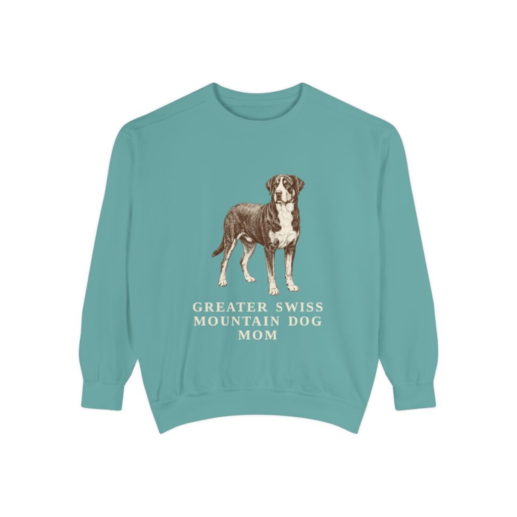 greater-swiss-mountain-dog-sweatshirt-mom-seafoam Greater Swiss Mountain Dog Mom Sweatshirt, Seafoam, front view