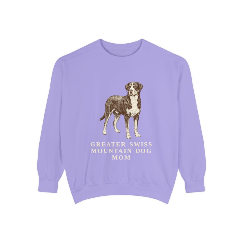 greater-swiss-mountain-dog-sweatshirt-mom-violet Greater Swiss Mountain Dog Mom Sweatshirt, Violet, front view