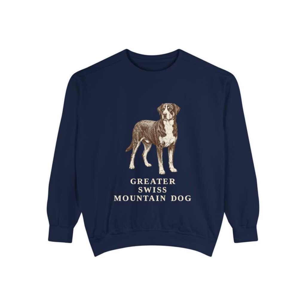 greater-swiss-mountain-dog-sweatshirt-true-navy Greater Swiss Mountain Dog Sweatshirt, True Navy, front view