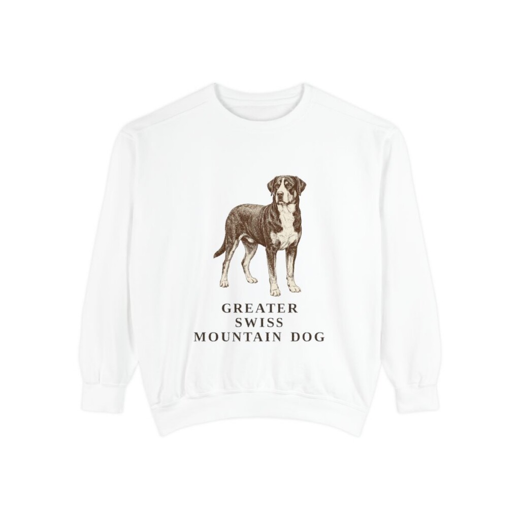 greater-swiss-mountain-dog-sweatshirt-white Greater Swiss Mountain Dog Sweatshirt, White, front view