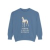 Greyhound Humor Sweatshirt, Blue Jean, front view