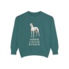 Greyhound Humor Sweatshirt, Blue Spruce, front view