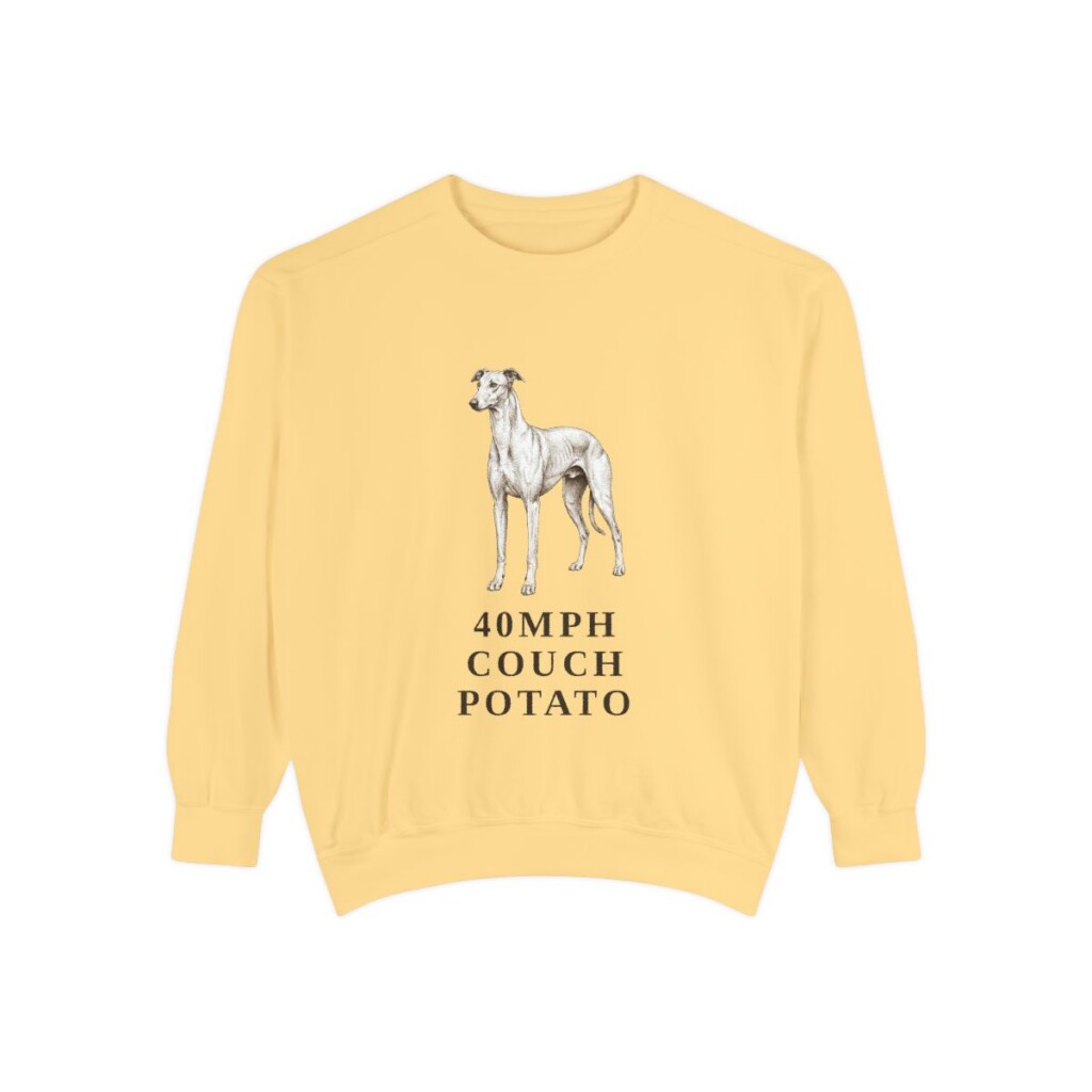 Greyhound Humor Sweatshirt, Butter, front view