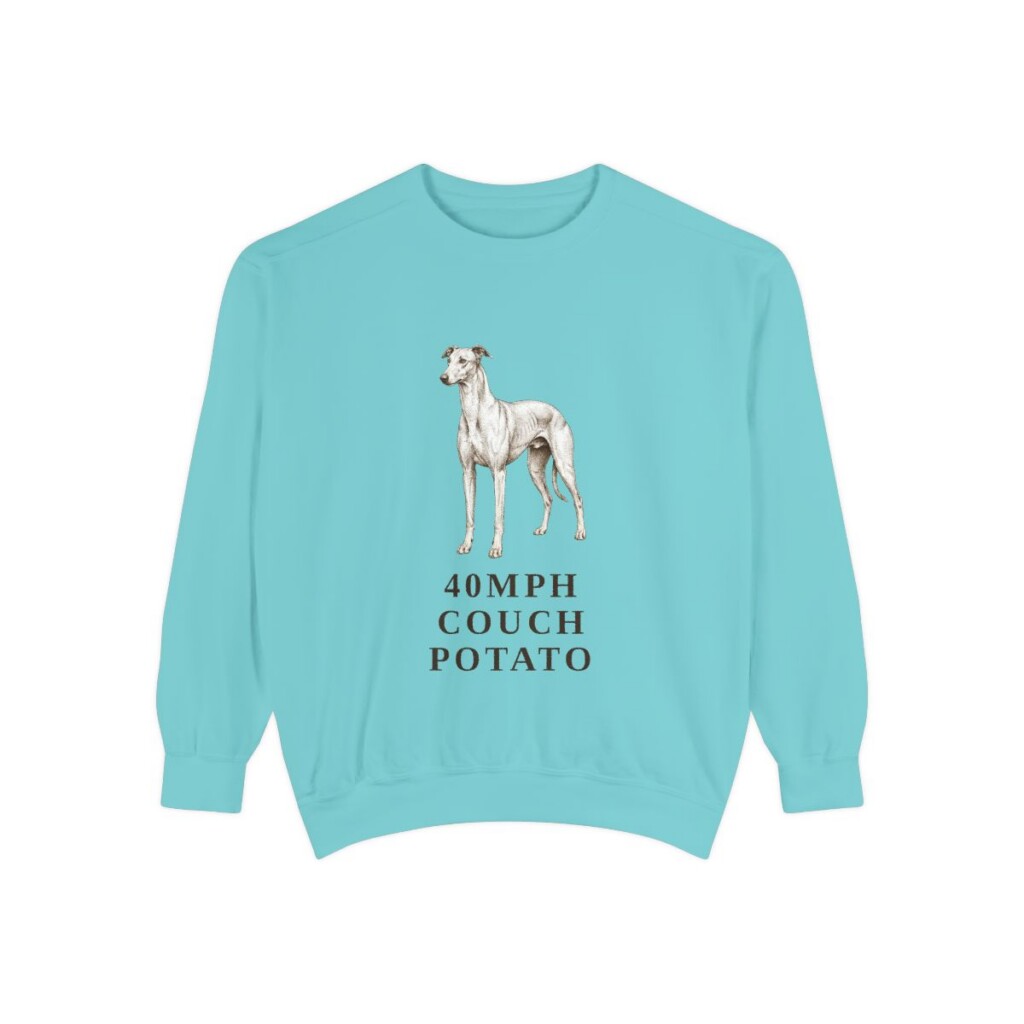 Greyhound Humor Sweatshirt, Chalky Mint, front view
