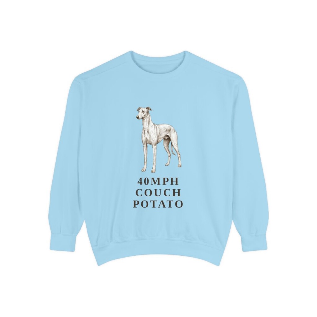Greyhound Humor Sweatshirt, Chambray, front view