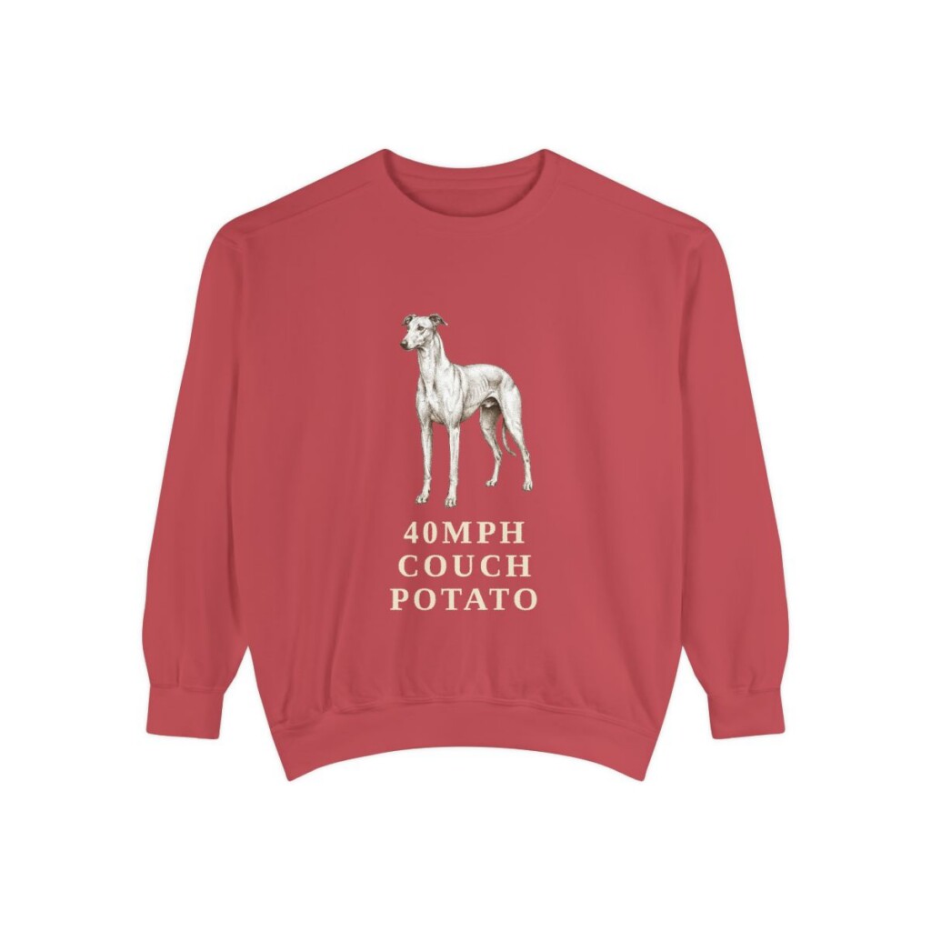 Greyhound Humor Sweatshirt, Crimson, front view