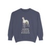 Greyhound Humor Sweatshirt, Denim, front view