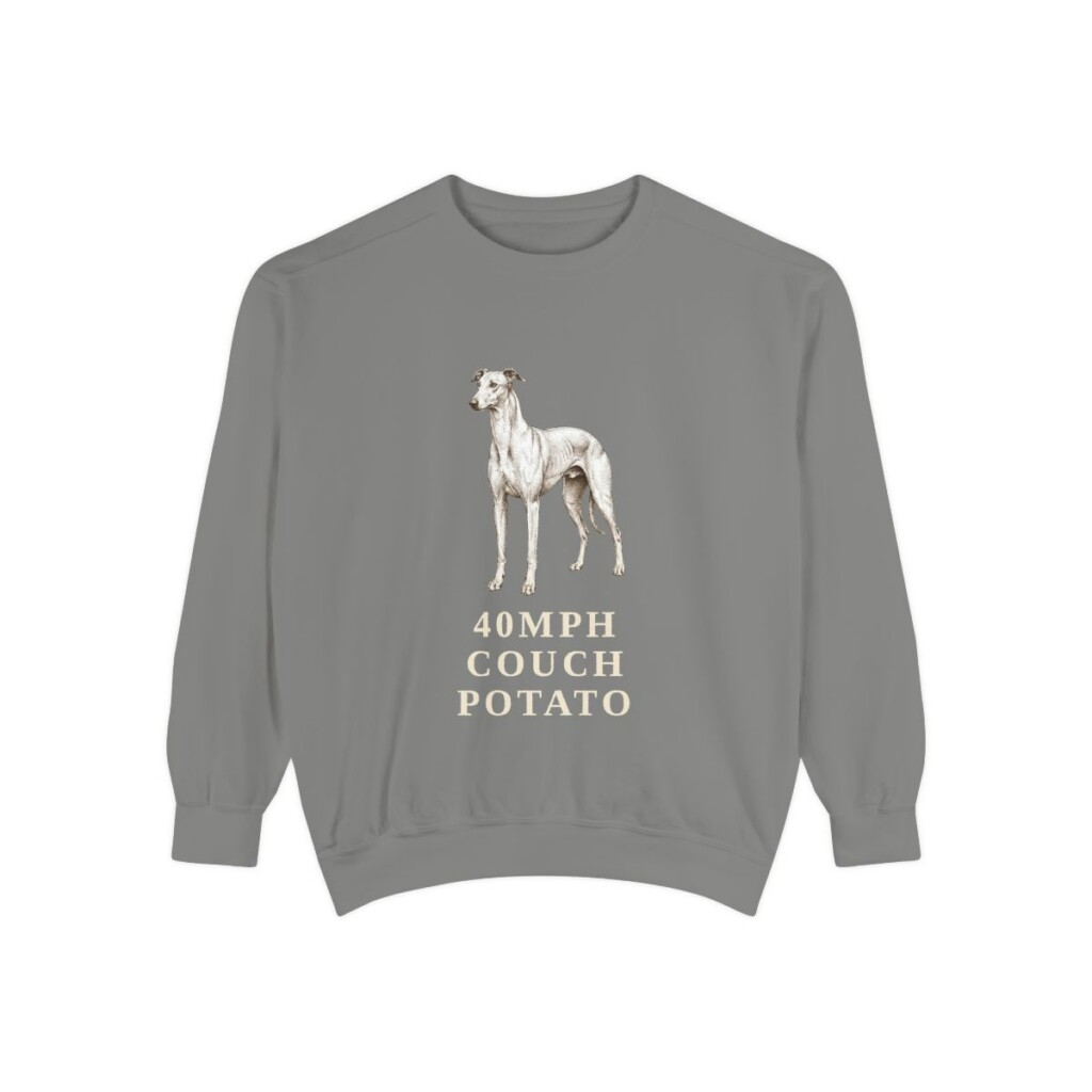 Greyhound Humor Sweatshirt, Grey, front view