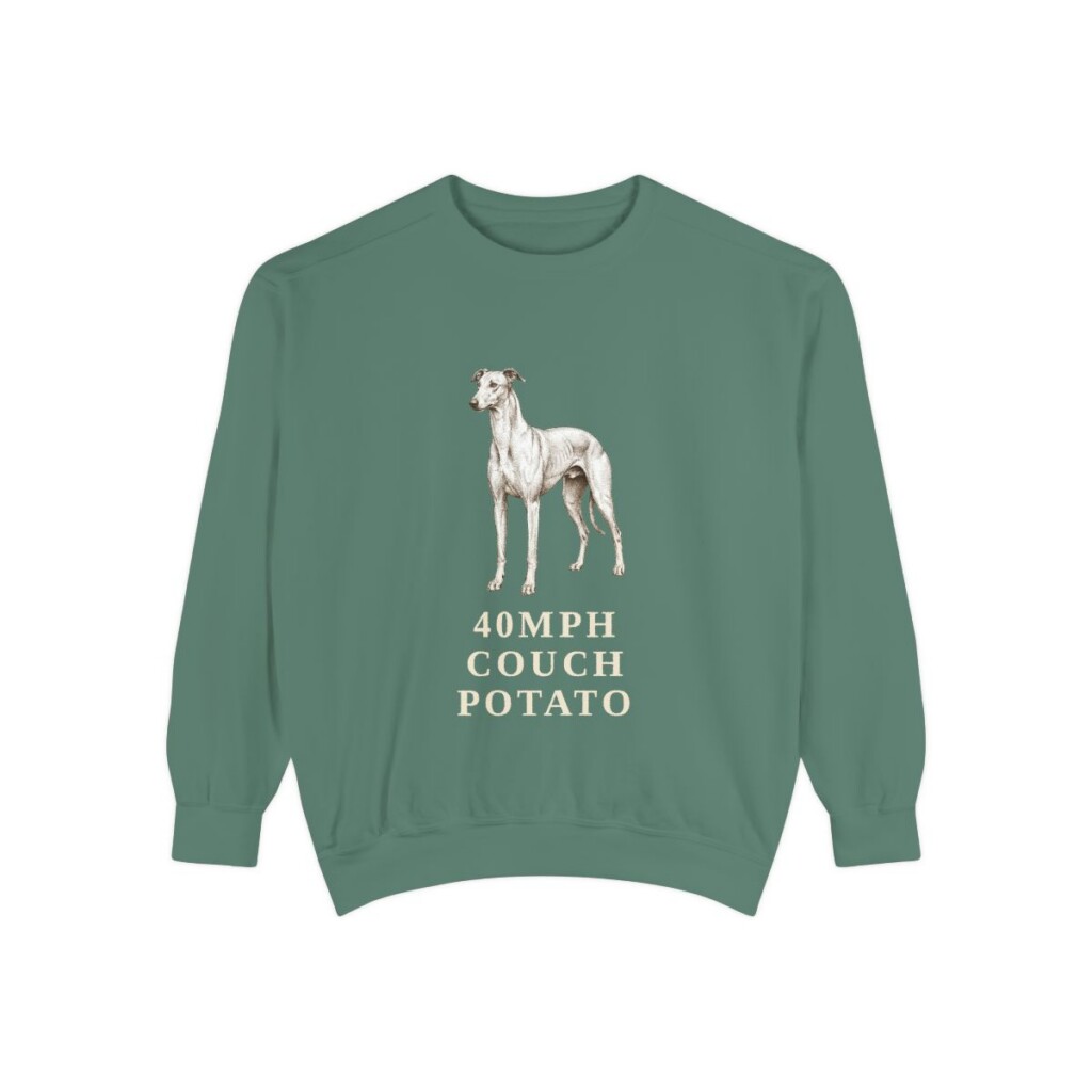 Greyhound Humor Sweatshirt, Light Green, front view