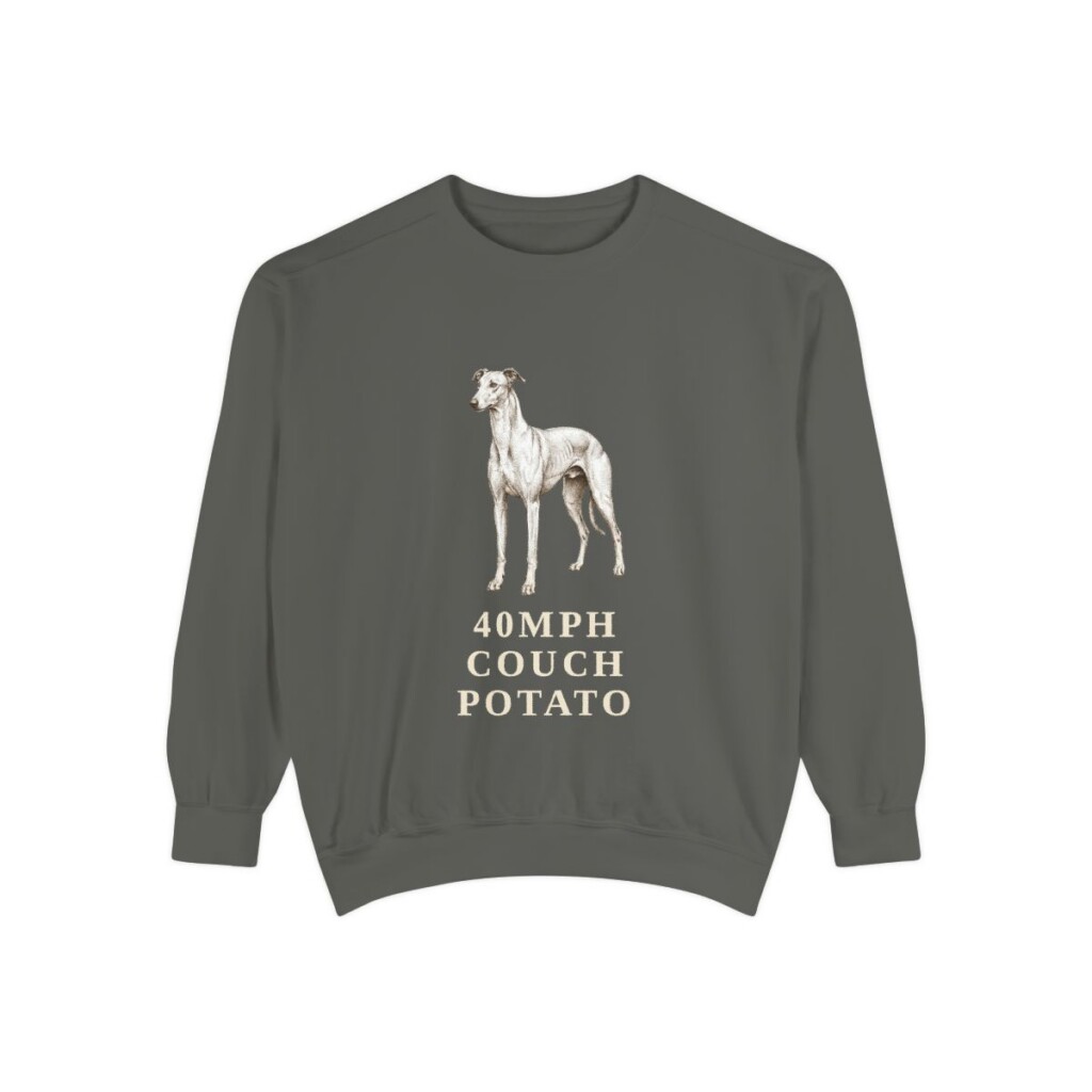 Greyhound Humor Sweatshirt, Pepper, front view