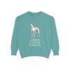 Greyhound Humor Sweatshirt, Seafoam, front view