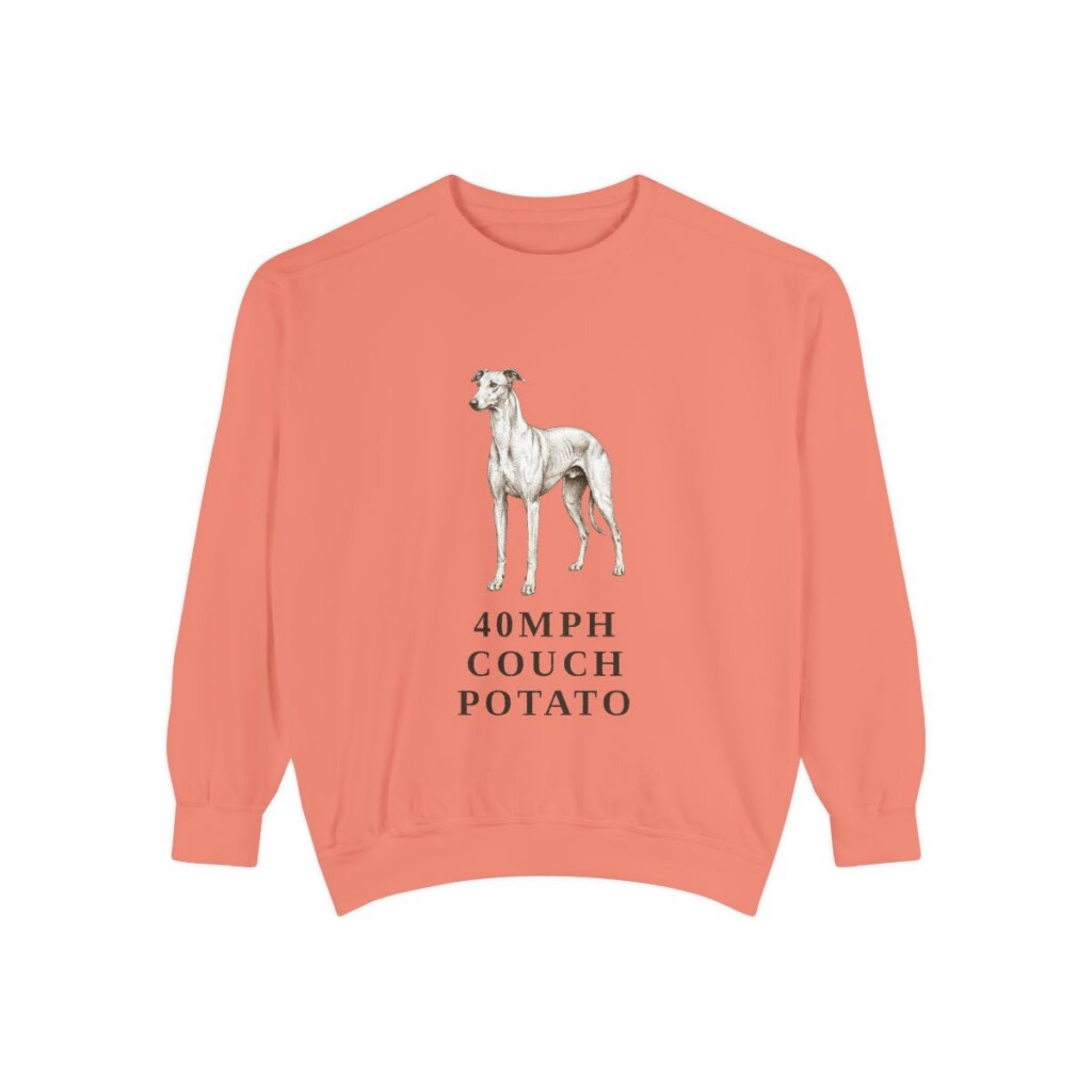 Greyhound Humor Sweatshirt, Terracotta, front view