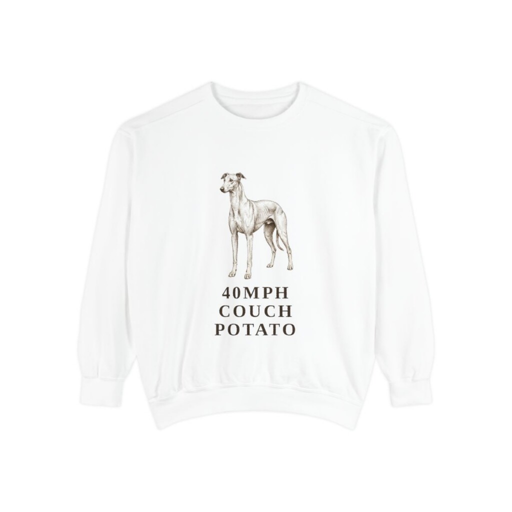 Greyhound Humor Sweatshirt, White, front view