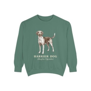 harrier-dog-latin-sweatshirt-vintage-dog-sketch-crewneck-dog-latin-gift-sweatshirt-latin-light-green Harrier Dog Latin Sweatshirt, Light Green, front view