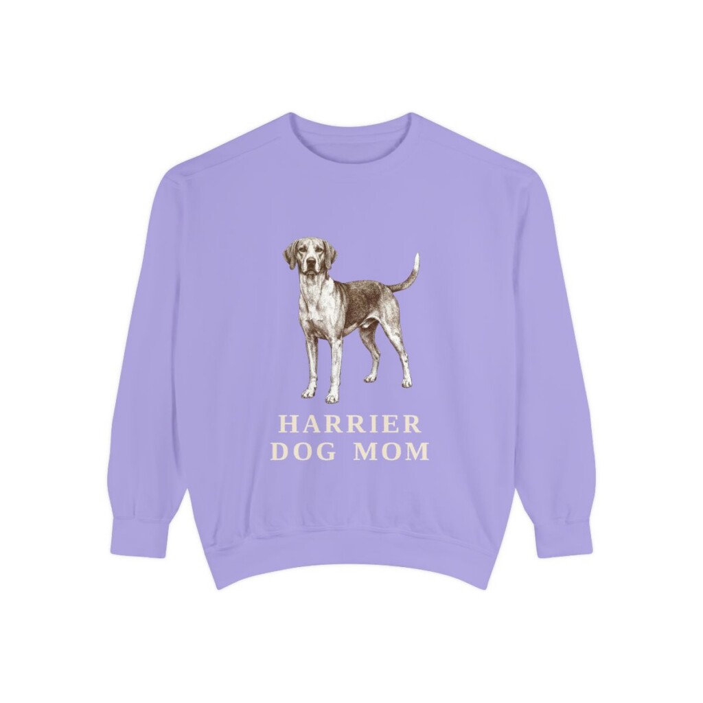 harrier-dog-mom-sweatshirt-vintage-dog-sketch-crewneck-dog-mom-gift-sweatshirt-mom-violet Harrier Dog Mom Sweatshirt, Violet, front view
