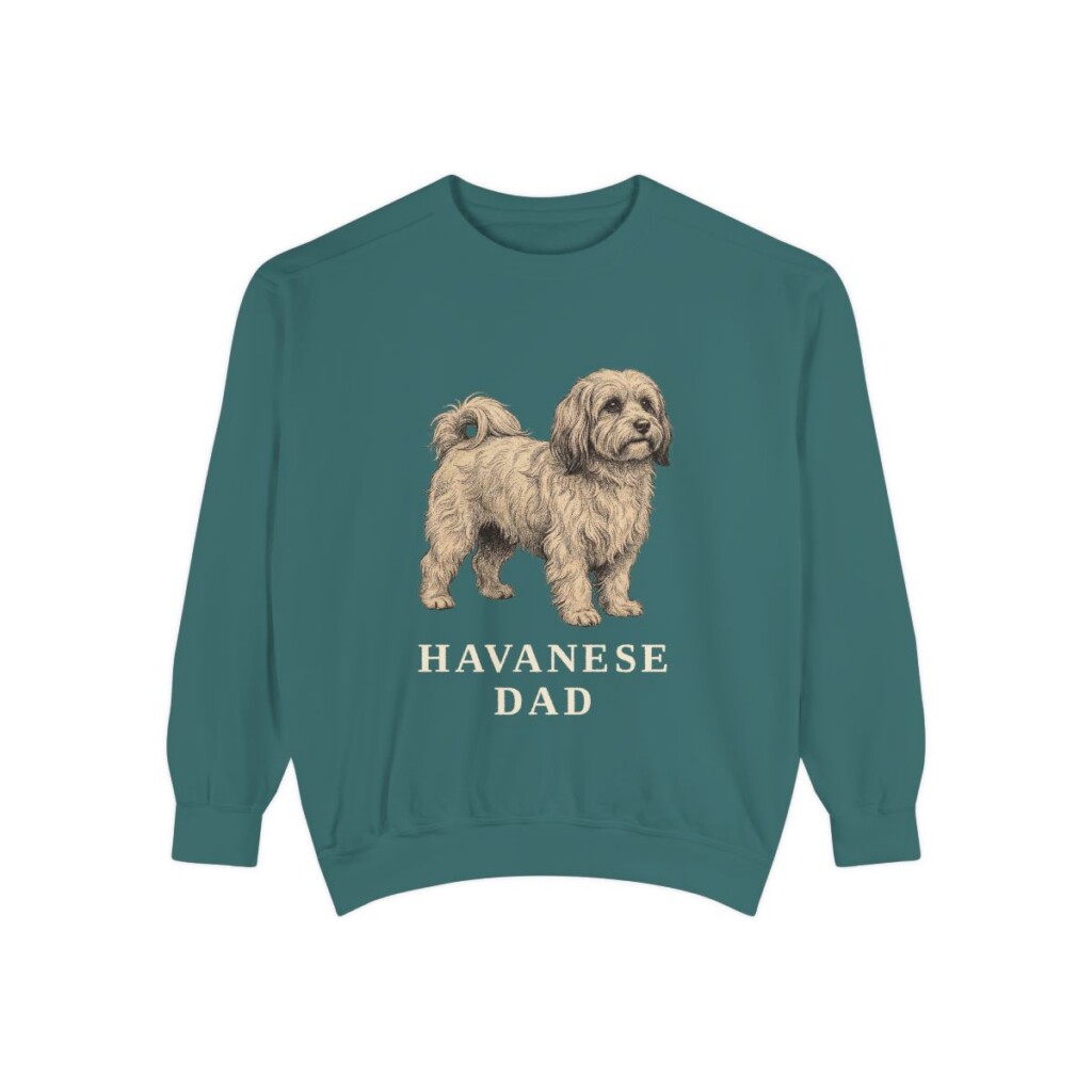 Havanese Dad Sweatshirt, Blue Spruce, front view