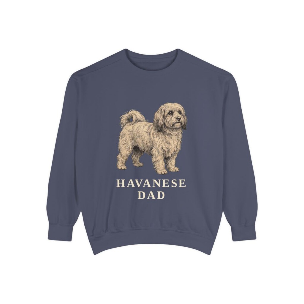 Havanese Dad Sweatshirt, Denim, front view
