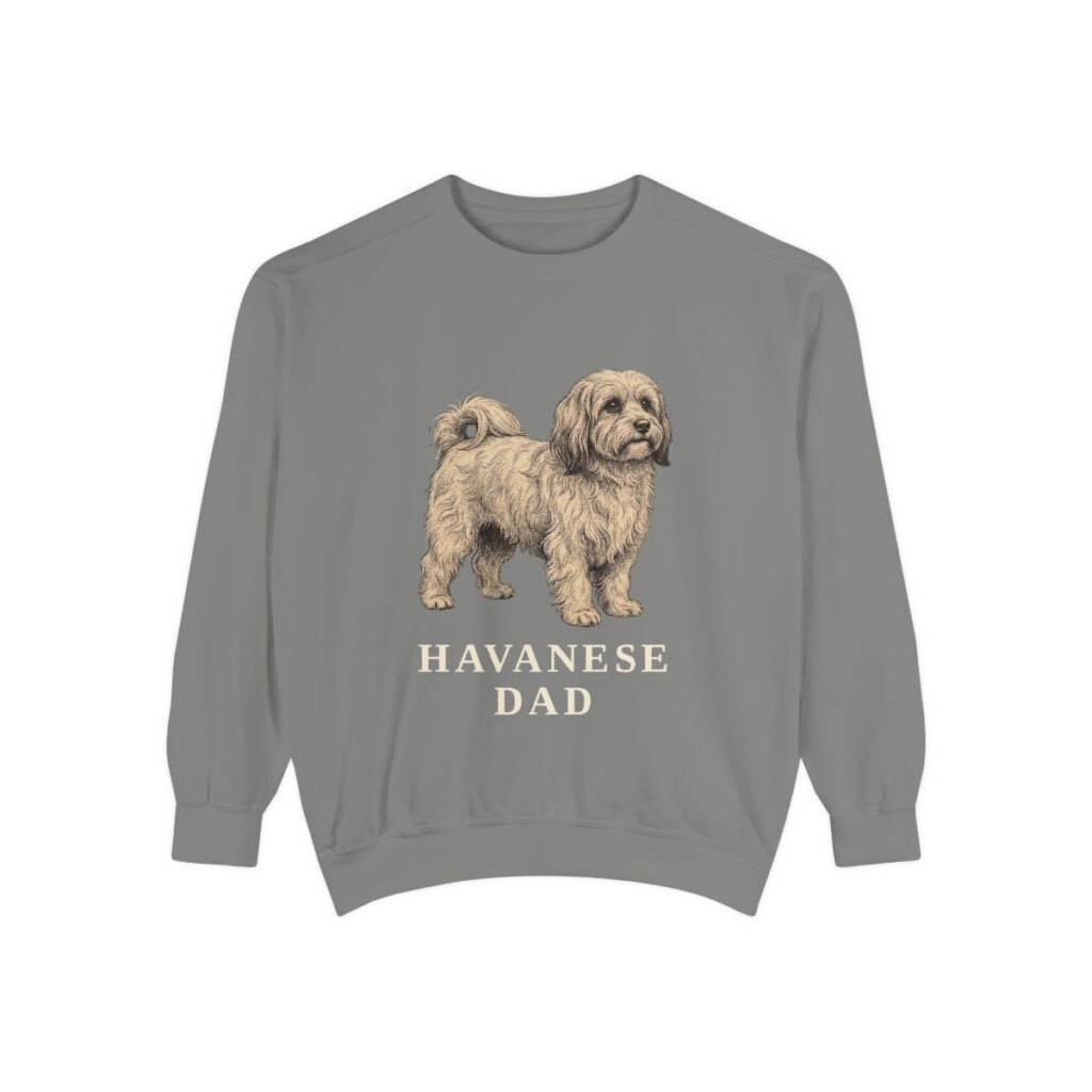 Havanese Dad Sweatshirt, Grey, front view