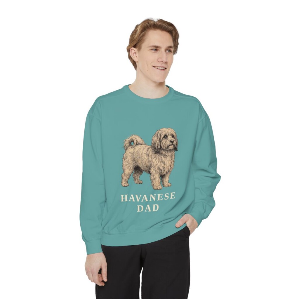 Havanese Dad Sweatshirt, Seafoam, person 1 front