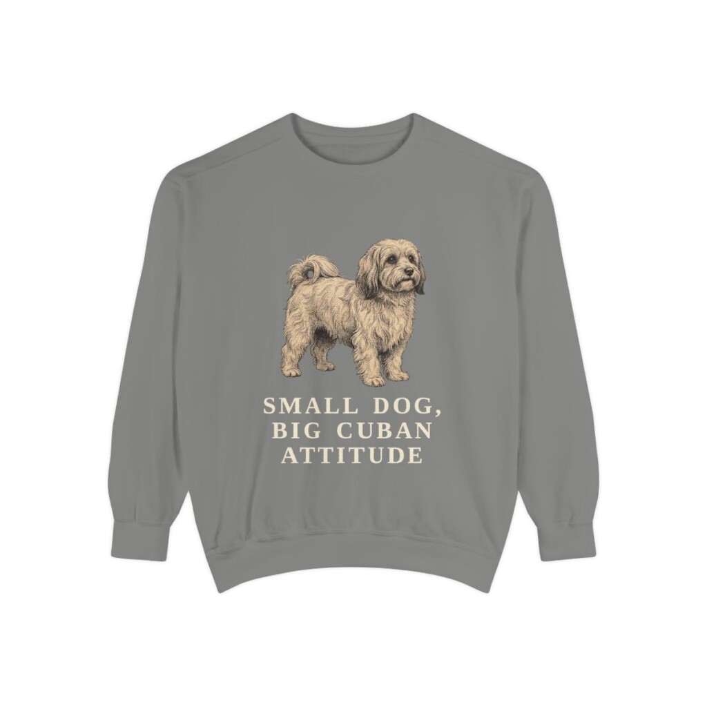 havanese-sweatshirt-humor-grey Havanese Humor Sweatshirt, Grey, front view